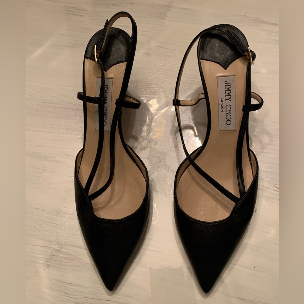 Jimmy Choo sling back heels.